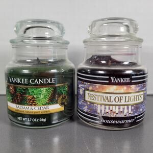 Yankee Candle Balsam Cedar, Festival of Lights 3.7oz Lot of 2 Small Jars Retired